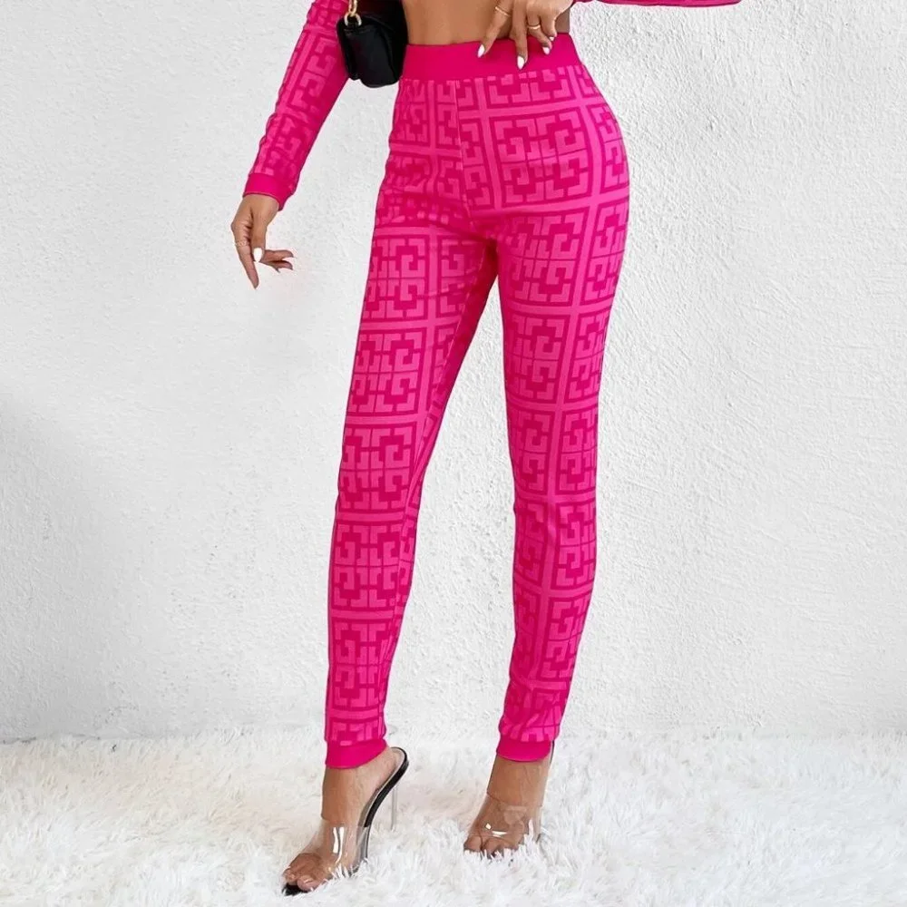 Allover Print Crop Top & Leggings Pink - Picture 3 of 5